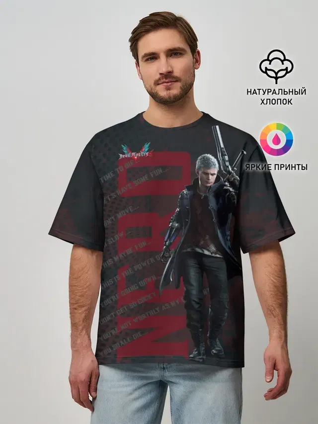 Мужская футболка оверсайз с принтом «Devil May Cry — Nero»
