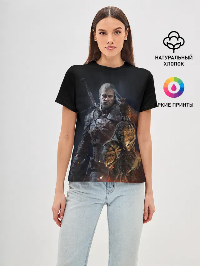 Женская базовая футболка с принтом «Witcher III»