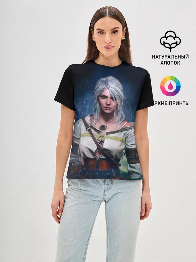 Женская базовая футболка с принтом «Cirilla — Ciri»