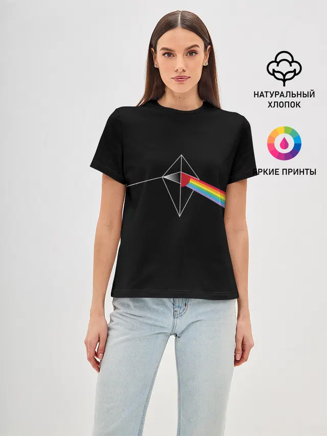 Женская базовая футболка с принтом «NMS — No mens sky x Pink Floyd»