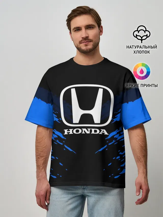 Мужская футболка оверсайз с принтом «Honda — HONDA SPORT COLLECTION»