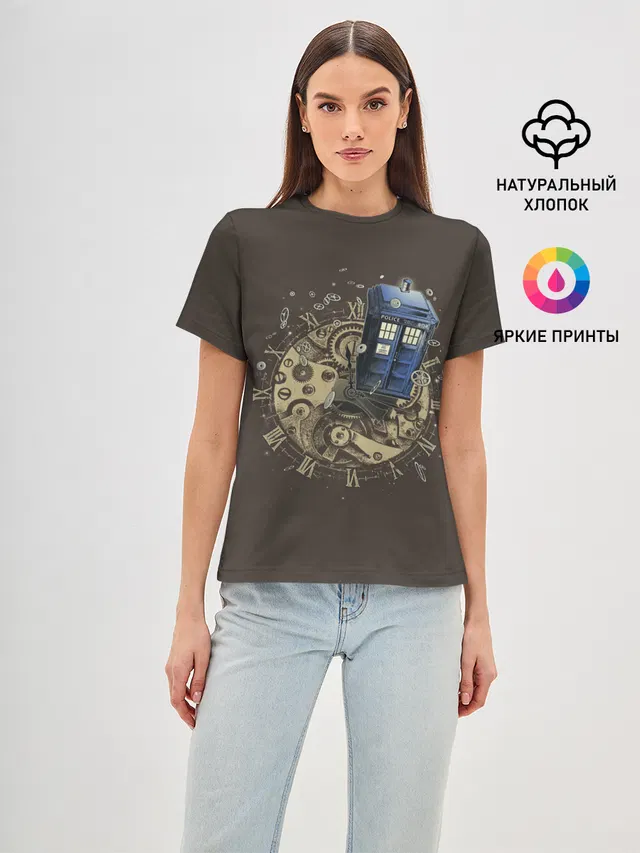 Женская базовая футболка с принтом «Tie to Tardis»