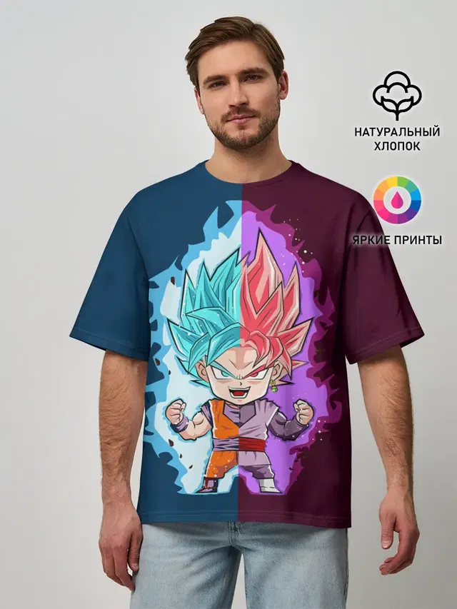 Мужская футболка оверсайз с принтом «Vegeta power»