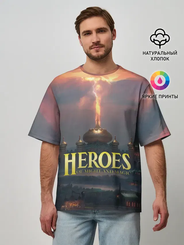 Мужская футболка оверсайз с принтом «HoMM — Heroes of Might and Magic — HoM»