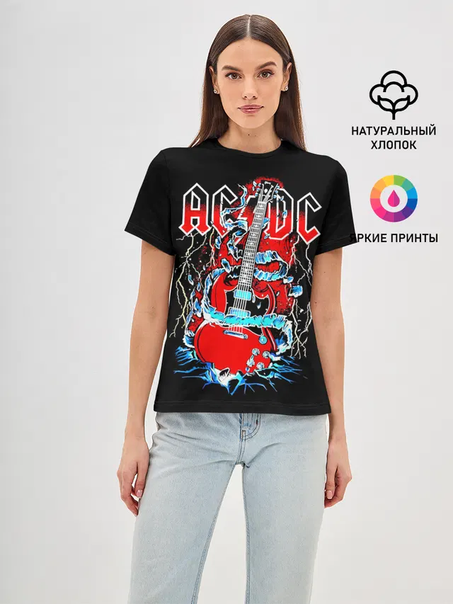 Женская базовая футболка с принтом «AC/DC — AC/DC гитара»