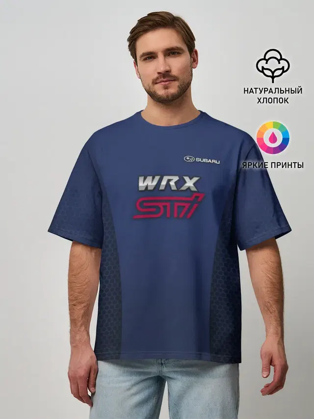 Мужская футболка оверсайз с принтом «Subaru WRX STI»