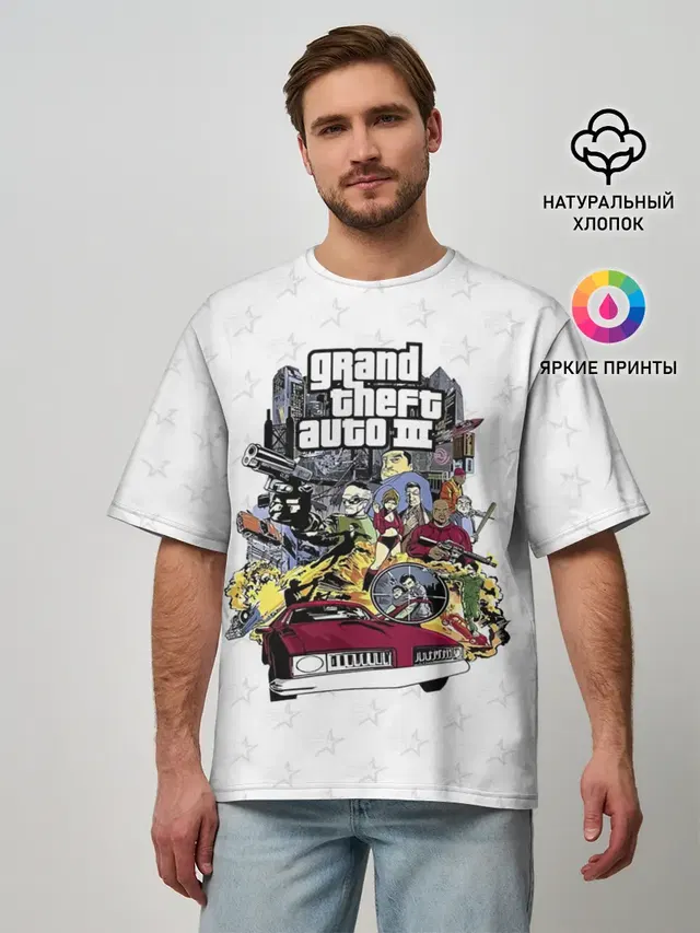 Мужская футболка оверсайз с принтом «GTA — Grand Theft Auto iii»