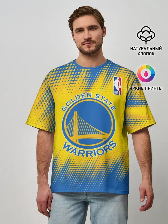 Мужская футболка оверсайз с принтом «НБА — Golden State Warriors»