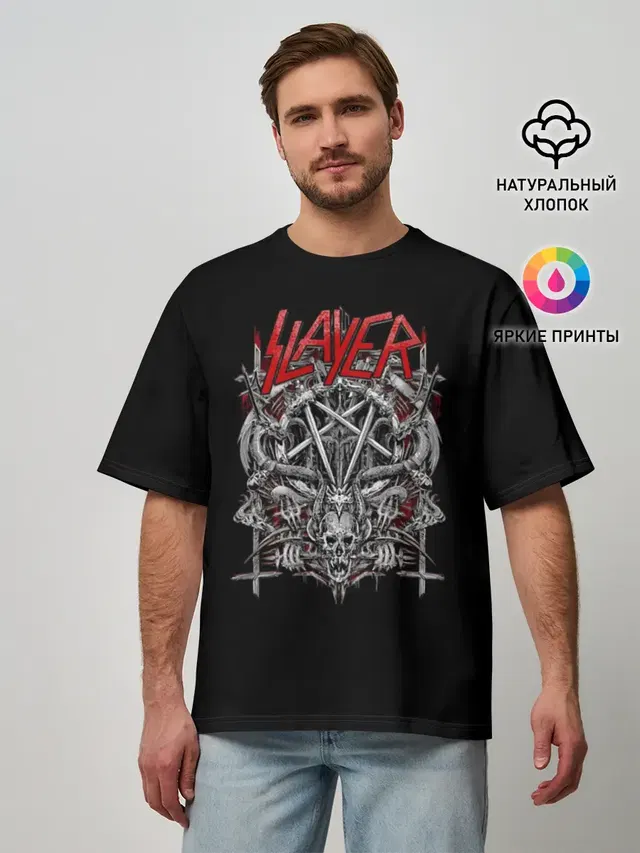 Мужская футболка оверсайз с принтом «Slayer»