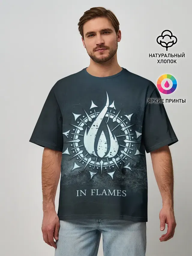 Мужская футболка оверсайз с принтом «In Flames»