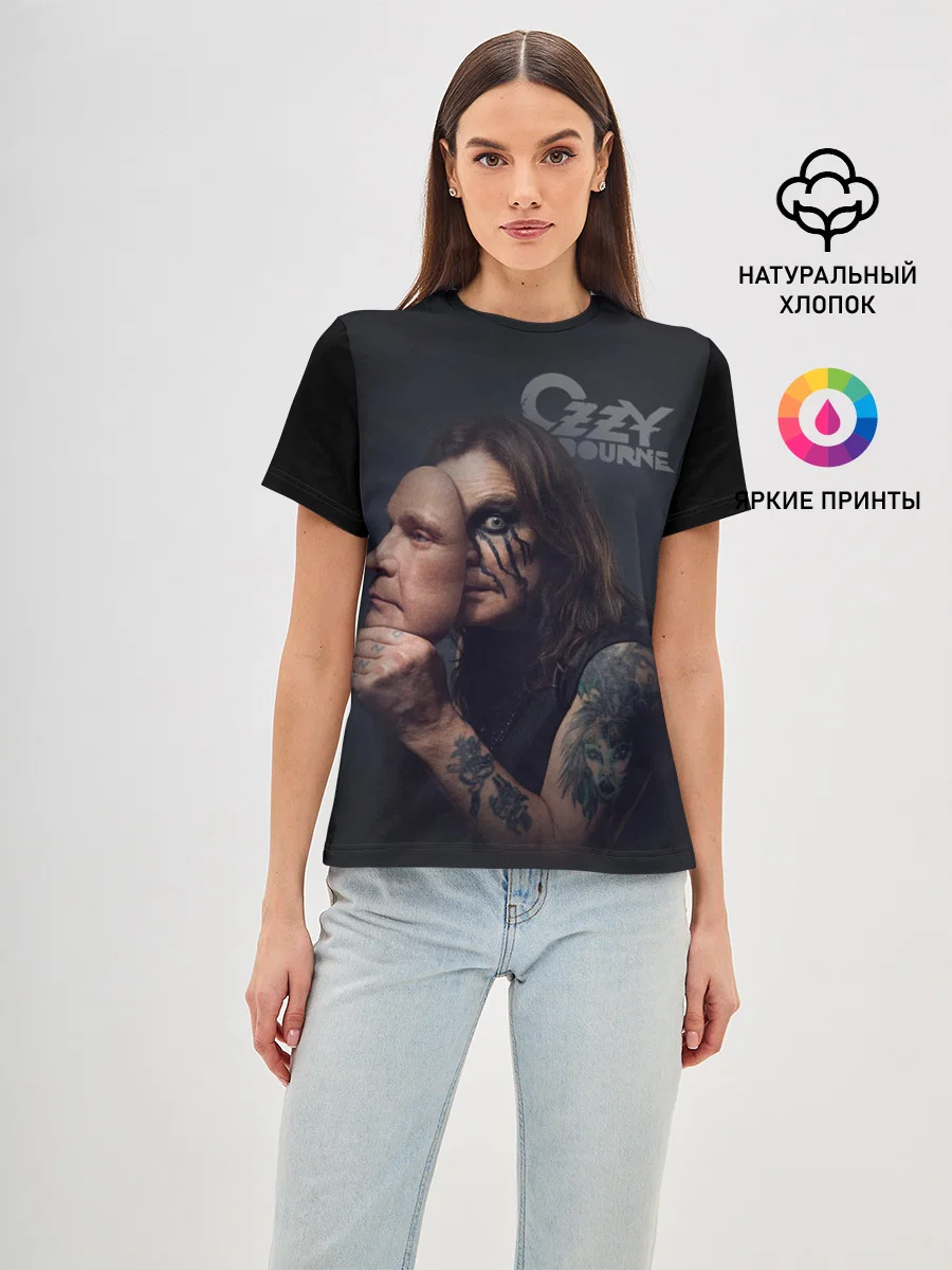 Женская хлопковая футболка «Ozzy Osbourne» — принт крупно