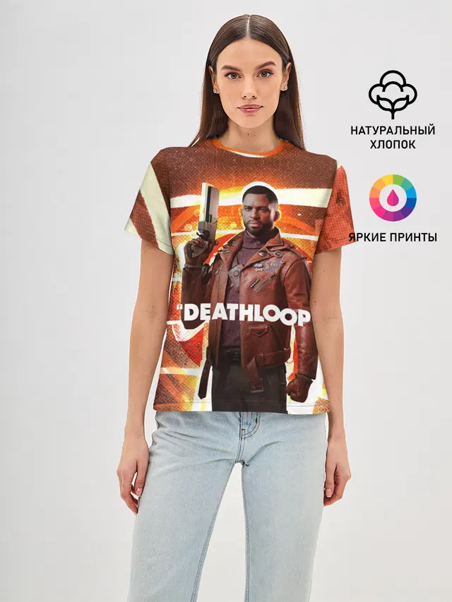 Женская базовая футболка с принтом «Кольт Ван Deathloop»