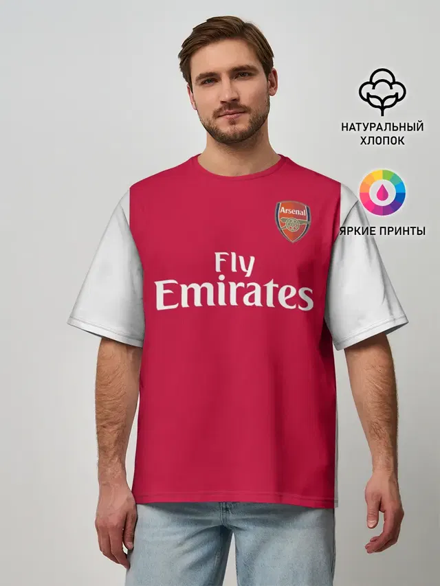 Мужская футболка оверсайз с принтом «Арсенал — Arsenal home 19-20»