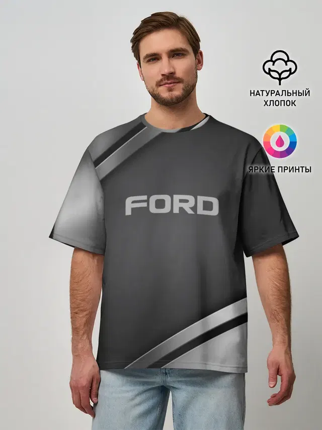 Мужская футболка оверсайз с принтом «Ford»
