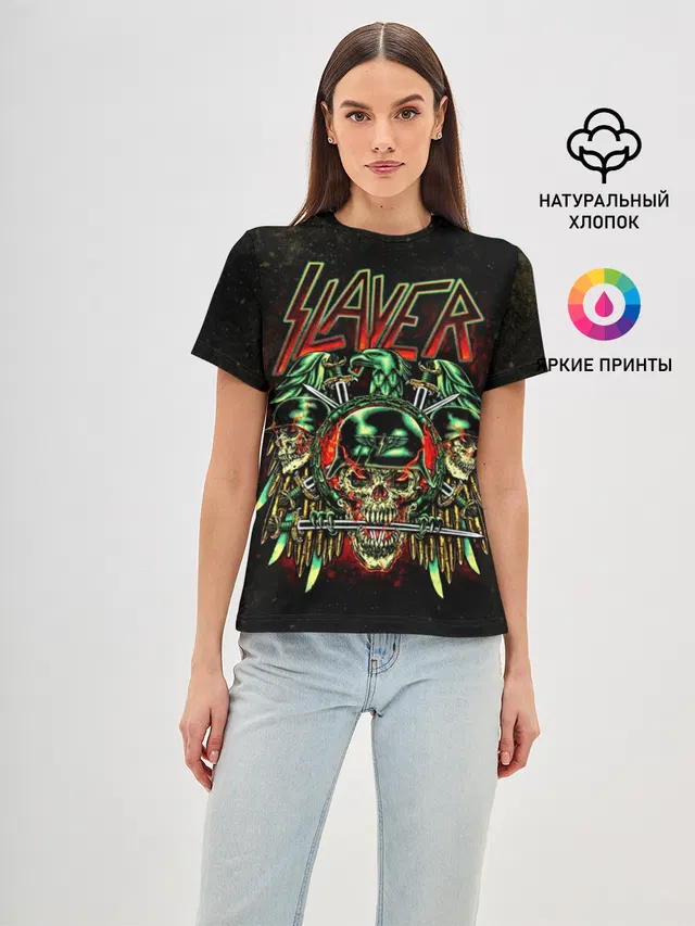 Женская базовая футболка с принтом «Slayer»