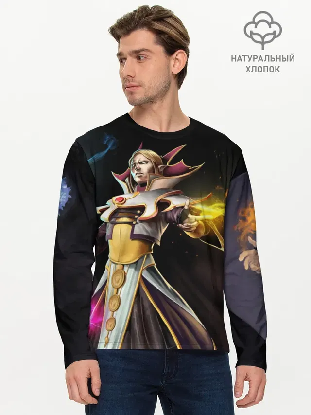 Мужской лонгслив базовый с принтом «Invoker»