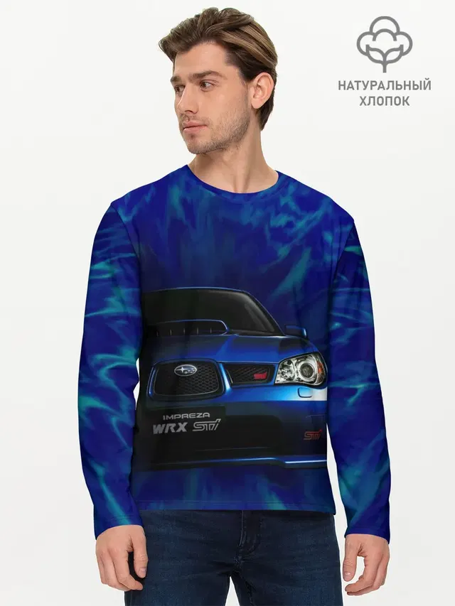 Мужской лонгслив базовый с принтом «Subaru»