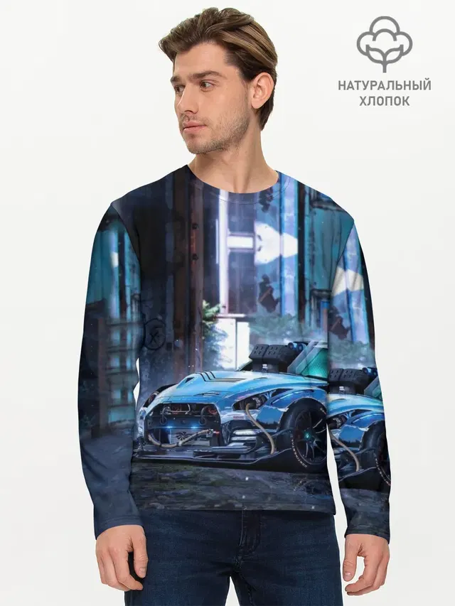 Мужской лонгслив базовый с принтом «Nissan — Nissan GTR R35»
