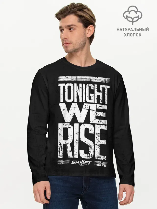 Мужской лонгслив базовый с принтом «We Rise»