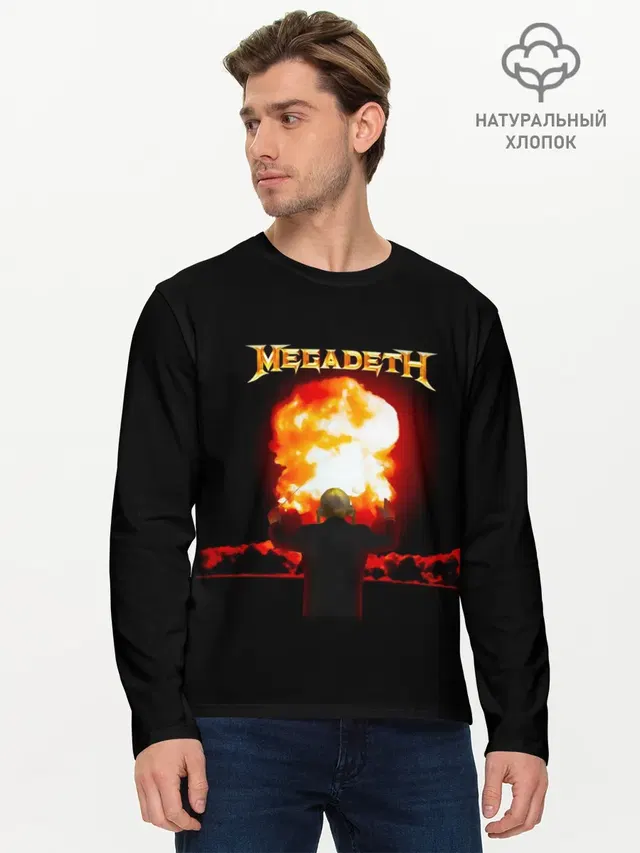 Мужской лонгслив базовый с принтом «Megadeth»