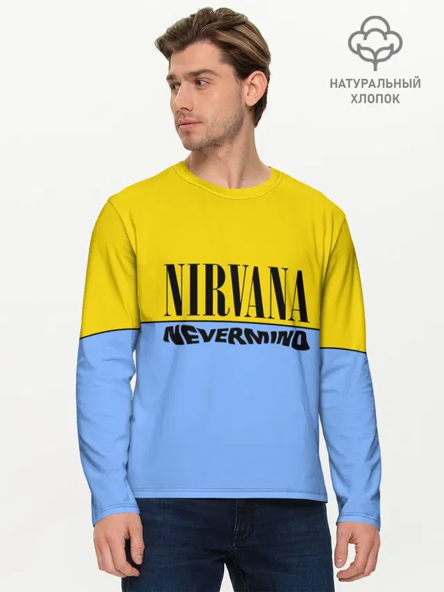 Мужской лонгслив базовый с принтом «Nirvana nevermino»