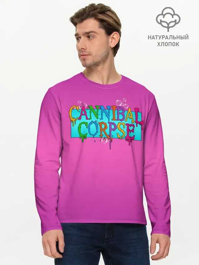 Мужской лонгслив базовый с принтом «Cannibal Corpse»