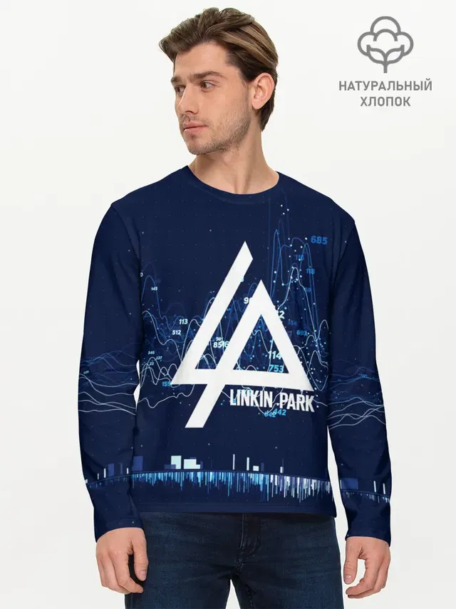 Мужской лонгслив базовый с принтом «Linkin Park music collection»