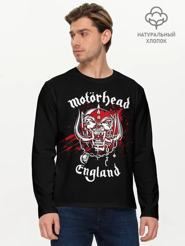 Мужской лонгслив базовый с принтом «Motorhead»