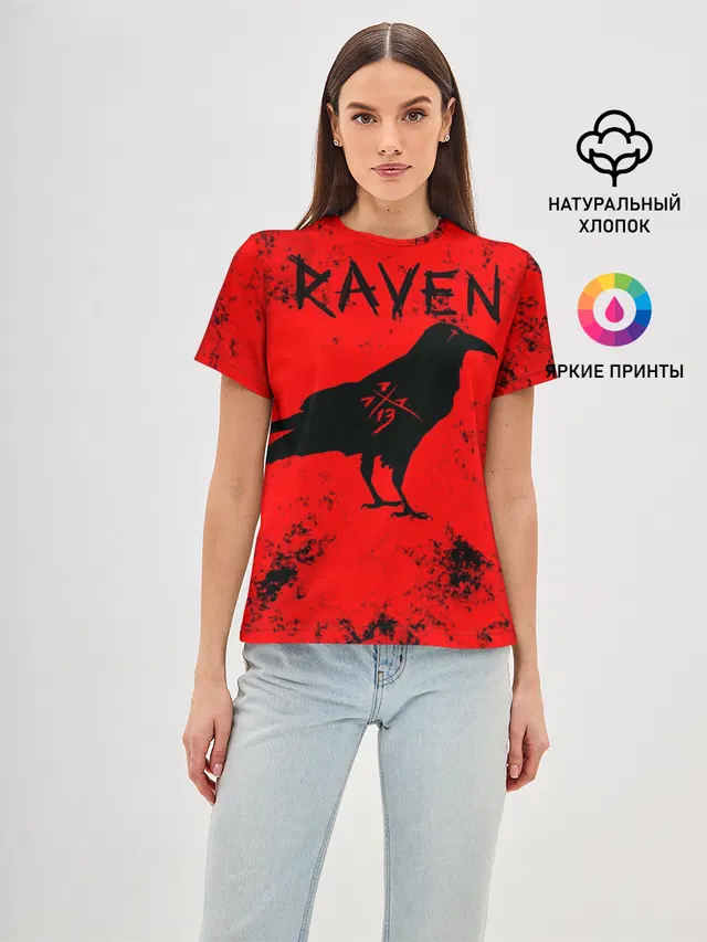 Женская базовая футболка с принтом «Животные — RAVEN»