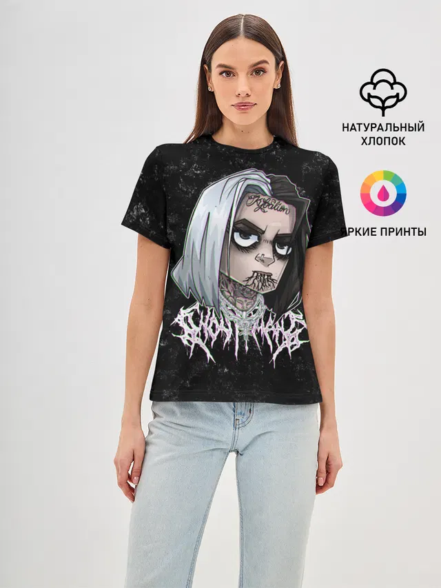Женская базовая футболка с принтом «GHOSTEMANE»
