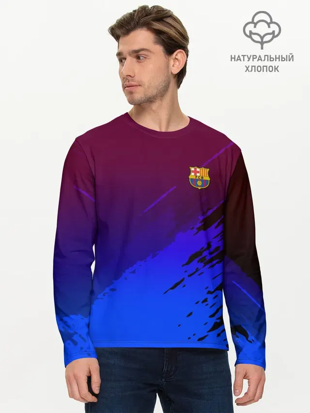 Мужской лонгслив базовый с принтом «Барселона — FC Barcelona SPORT»