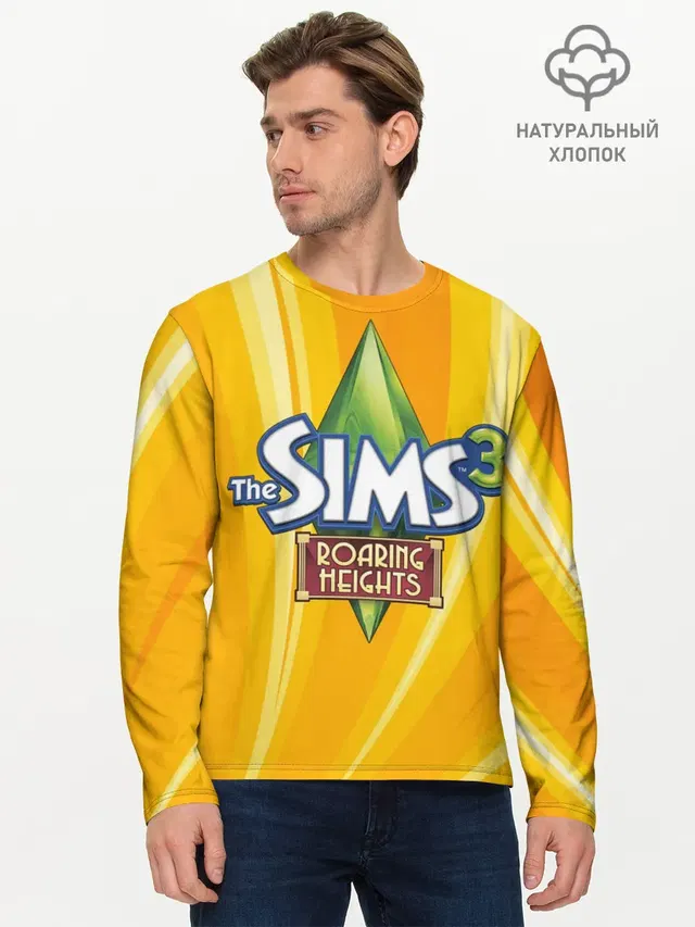 Мужской лонгслив базовый с принтом «The Sims»