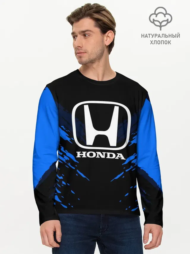 Мужской лонгслив базовый с принтом «Honda — HONDA SPORT COLLECTION»