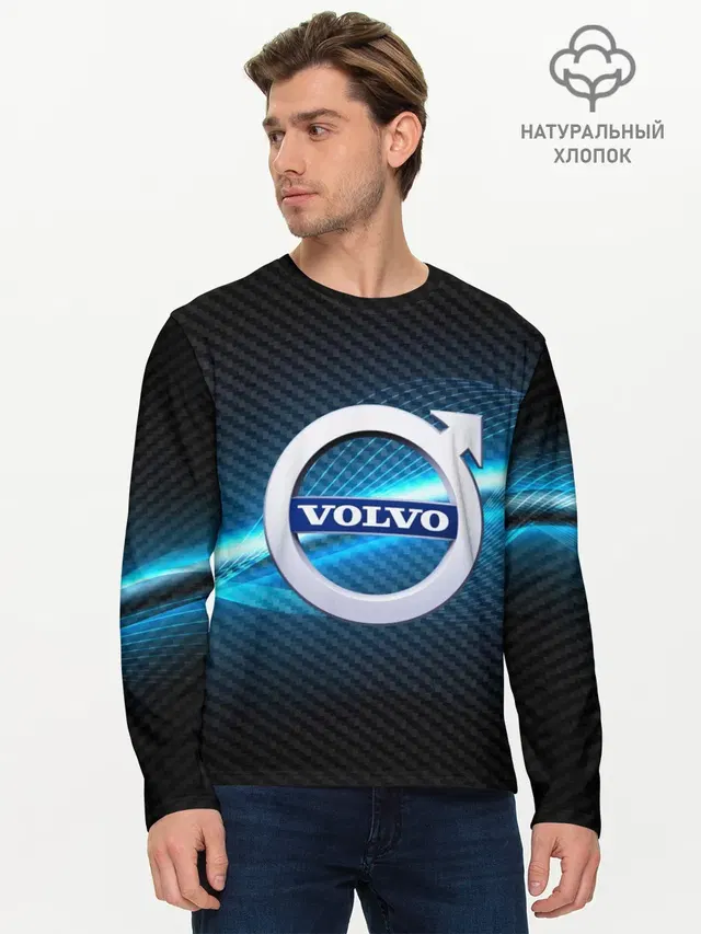 Мужской лонгслив базовый с принтом «Volvo — VOLVO machine motor XXI»