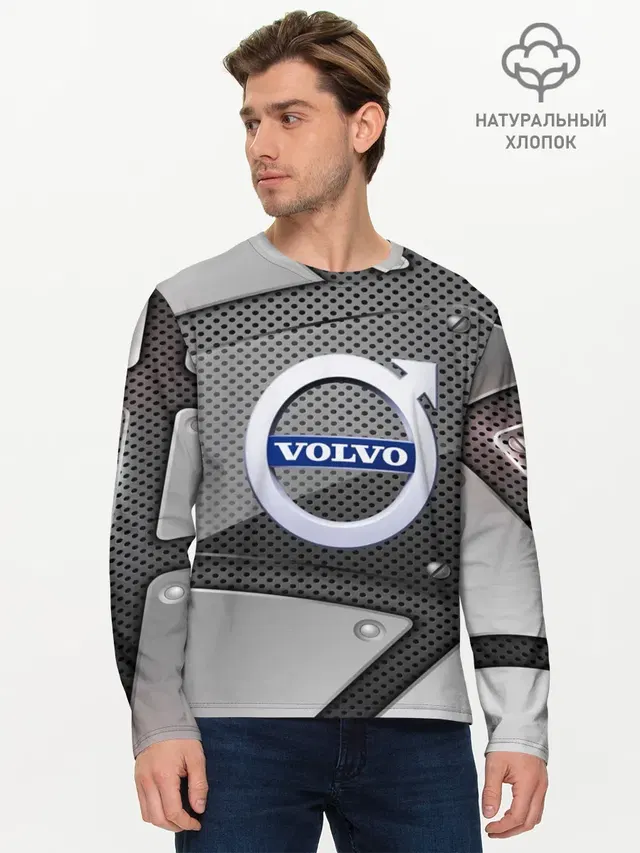 Мужской лонгслив базовый с принтом «Volvo — VOLVO metalic 2018»