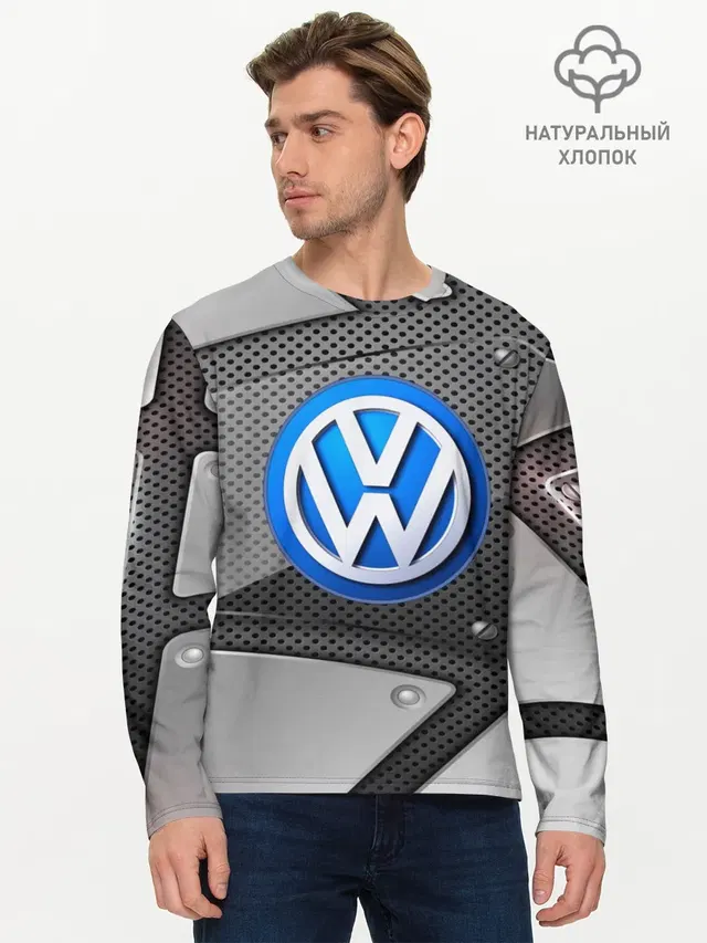 Мужской лонгслив базовый с принтом «Volkswagen — Volkswagen metalic 2018»