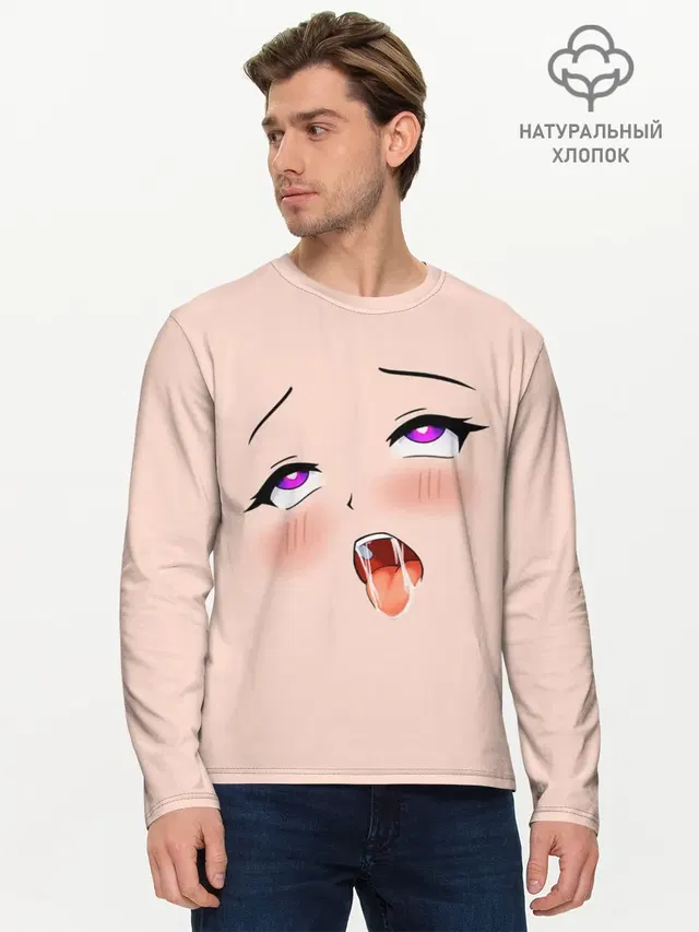 Мужской лонгслив базовый с принтом «Ahegao pick»