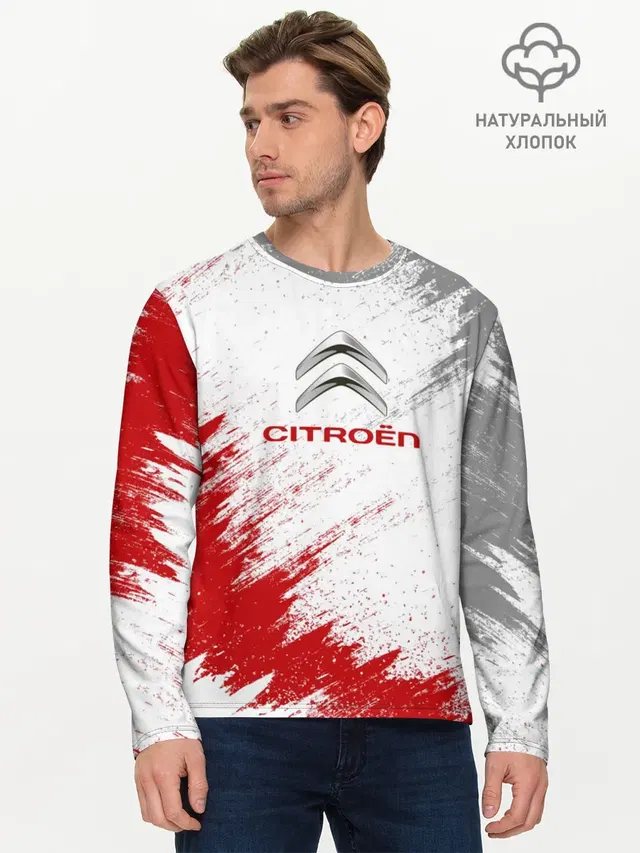 Мужской лонгслив базовый с принтом «Citroen»