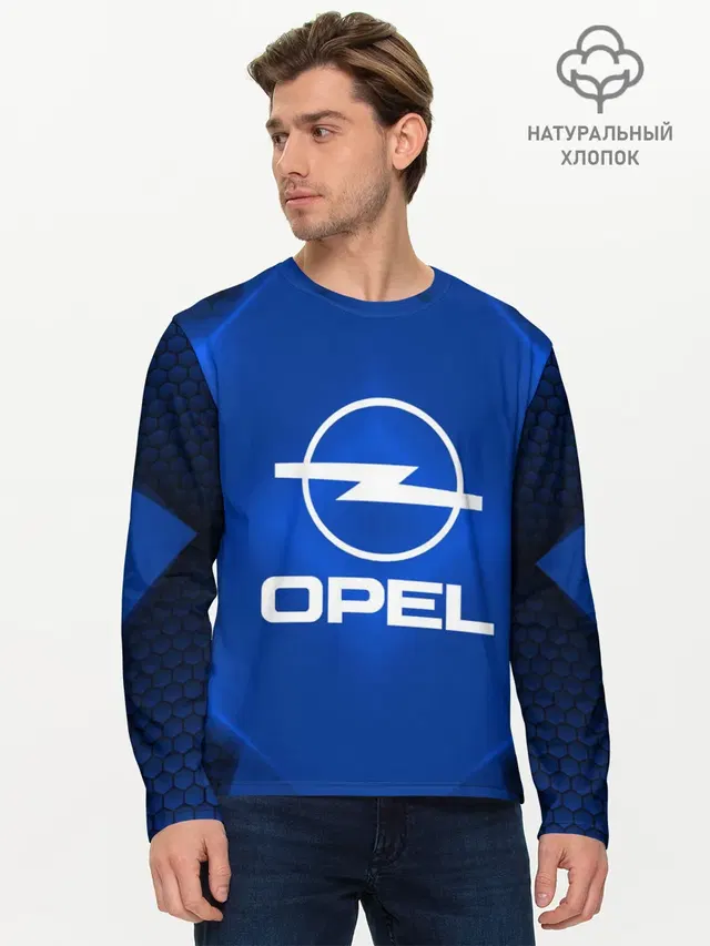 Мужской лонгслив базовый с принтом «Opel — Opel SPORT»