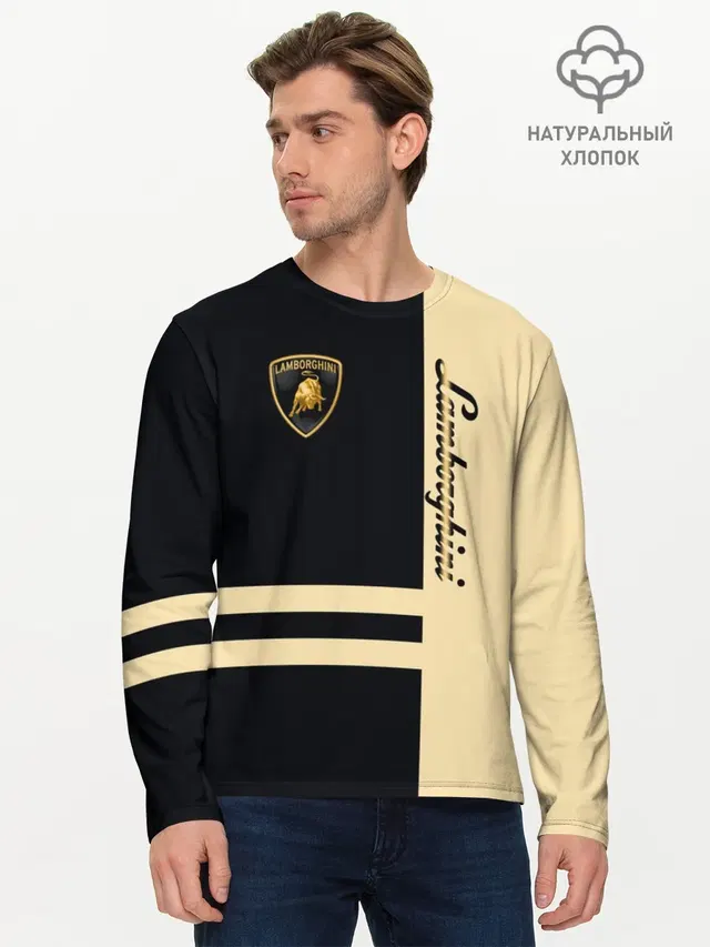 Мужской лонгслив базовый с принтом «Lamborghini»