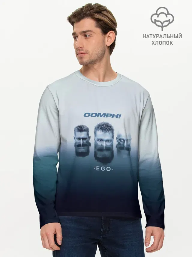 Мужской лонгслив базовый с принтом «OOMPH»