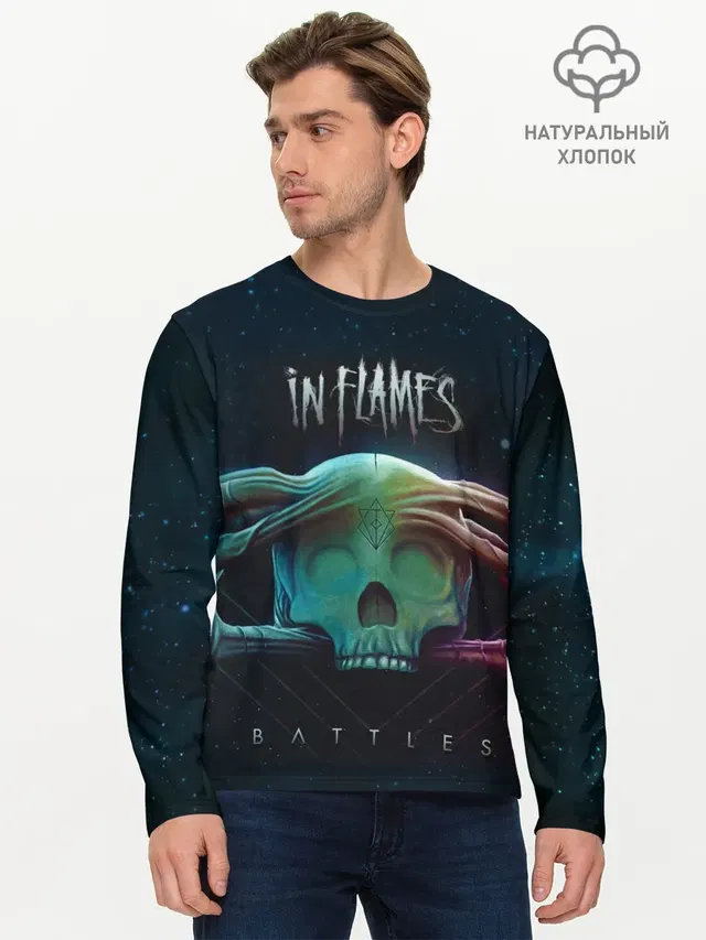 Мужской лонгслив базовый с принтом «In Flames — Battles»