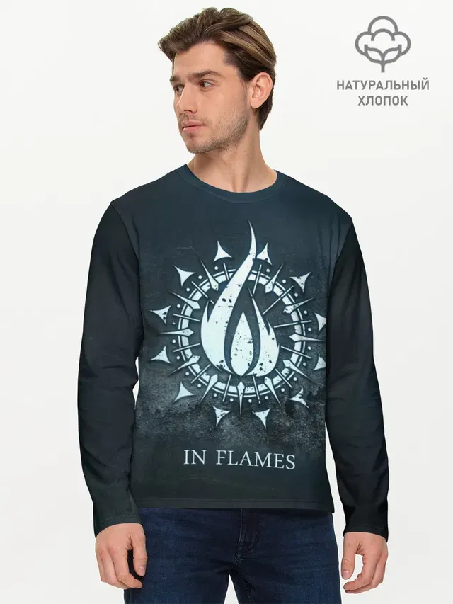 Мужской лонгслив базовый с принтом «In Flames»