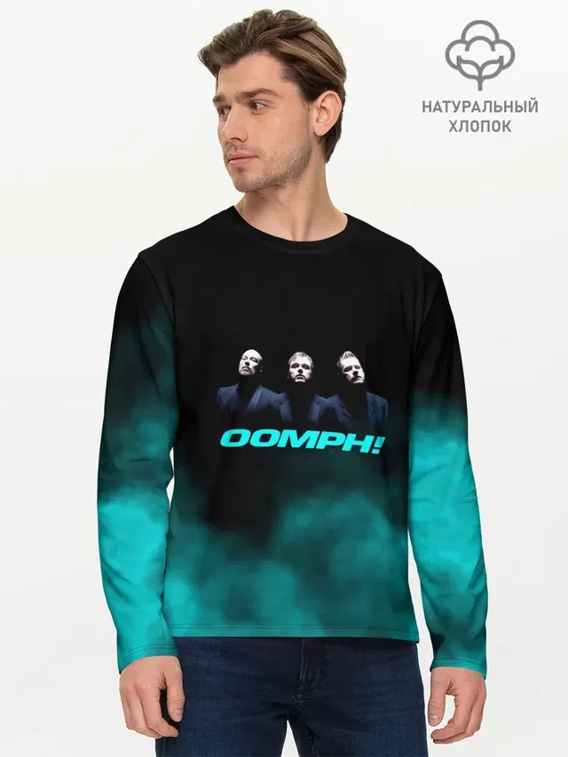 Мужской лонгслив базовый с принтом «OOMPH»