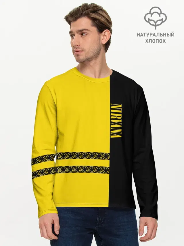Мужской лонгслив базовый с принтом «Nirvana Logo»