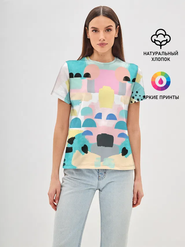 Женская базовая футболка с принтом «Абстракция — Surtex»