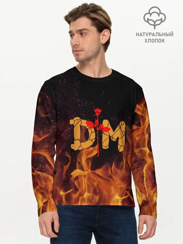 Мужской лонгслив базовый с принтом «Depeche Mode»