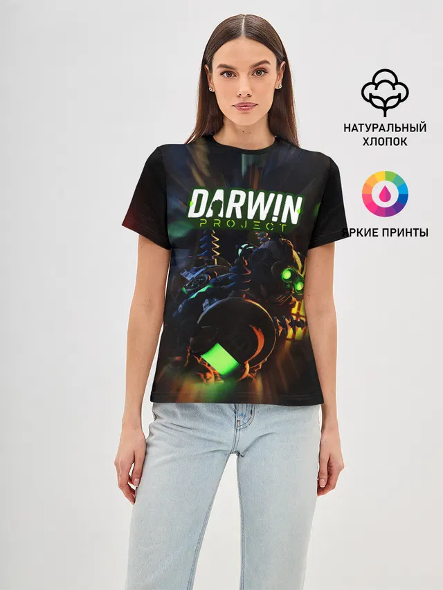 Женская базовая футболка с принтом «Darwin Project — Королевская битва»
