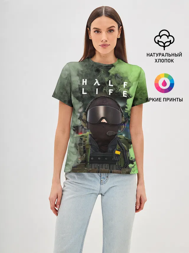 Женская базовая футболка с принтом «Opposing Force Half-Life — Opposing Force»
