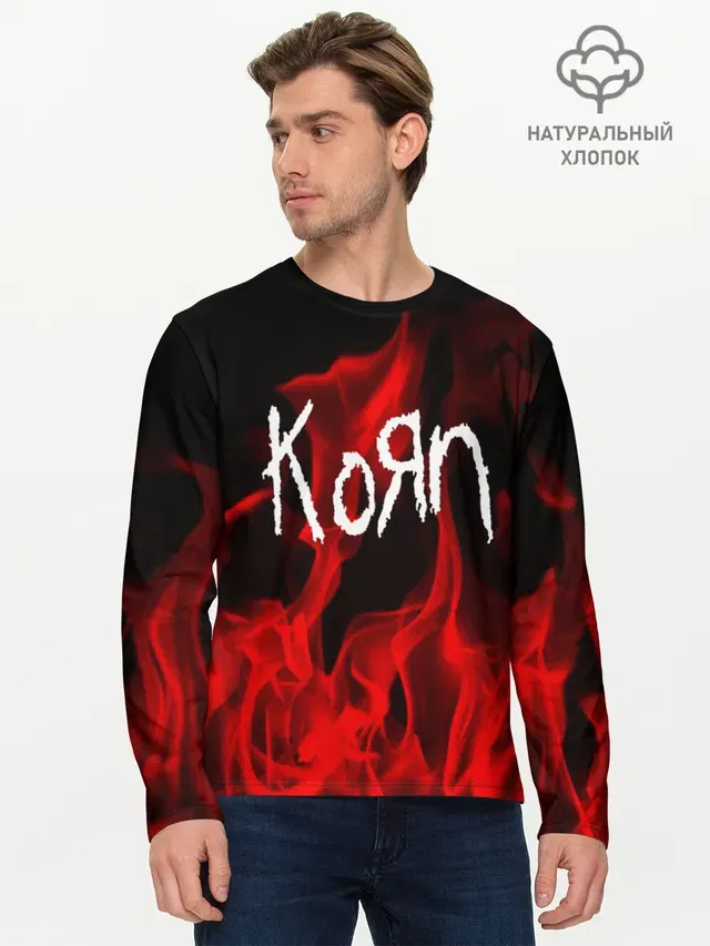 Мужской лонгслив базовый с принтом «KoЯn»